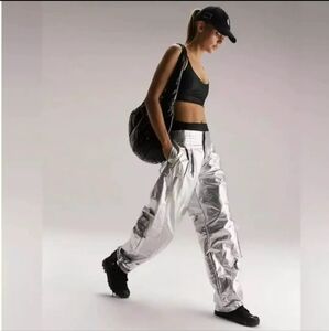 NWT Free People Movement
Mesmerize Me Silver Shine Metallic
Cargo Pants RARE